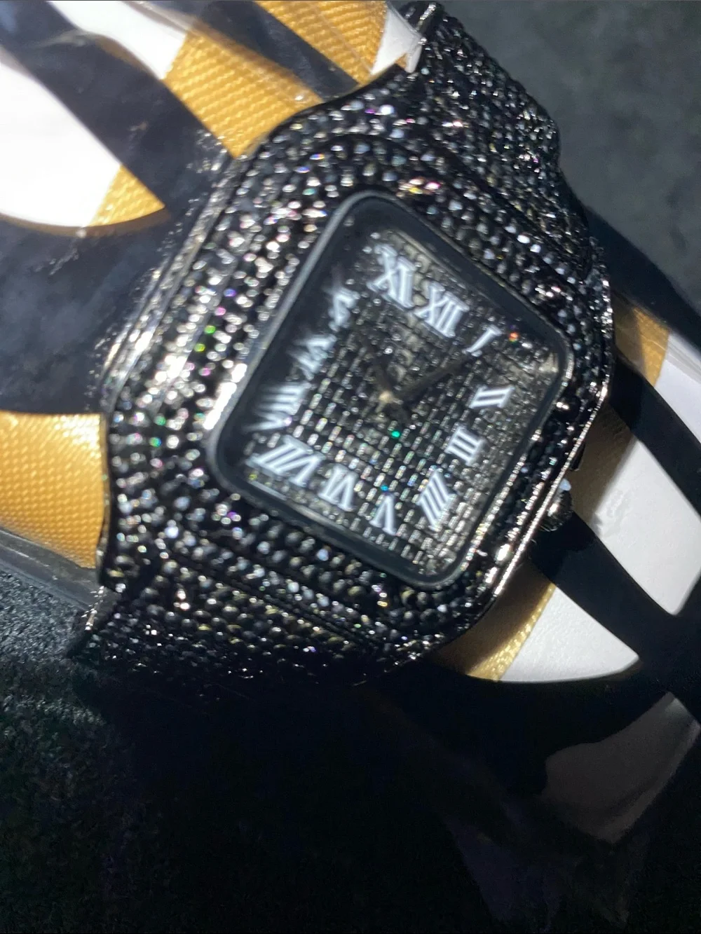 Executive luxury lab diamond ice watch black